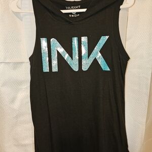 Black Tank Top with Teal Logo